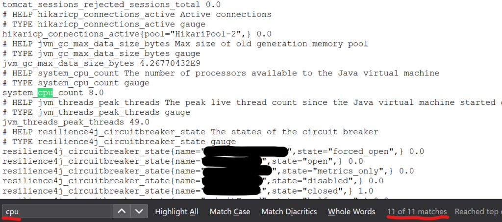 System Metrics provided by Spring Boot are there again